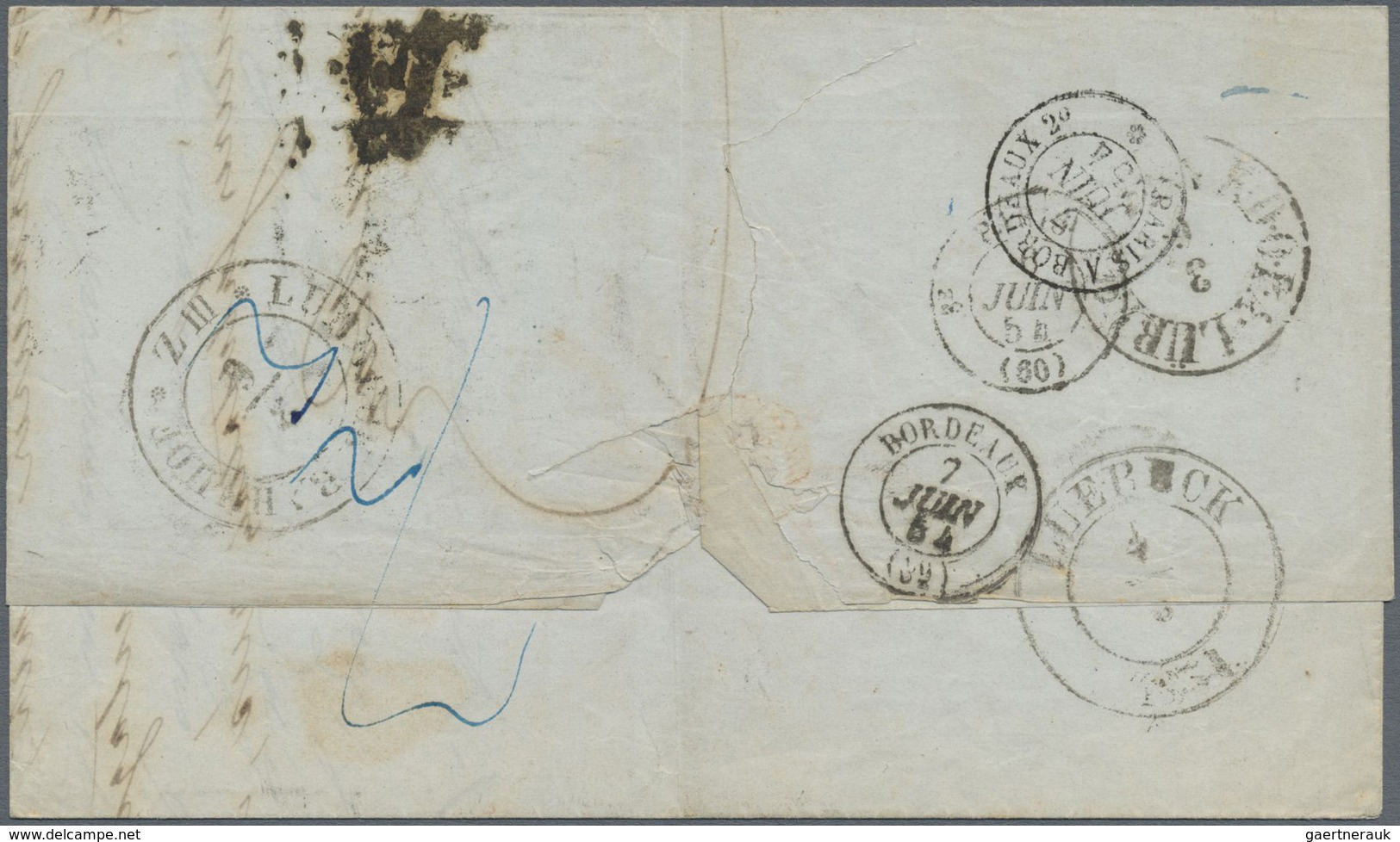 Br Schweden - Vorphilatelie: 1854, Folded Letter (few Stains) From Stockholm To Bordeaux With M/s "Pr. - ... - 1855 Préphilatélie