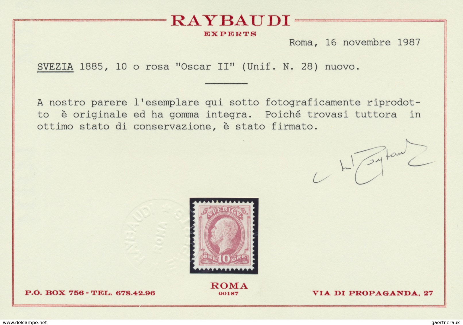 * Schweden: 1885: 10 Ö. Mattkarmin, Type I, Gut Zentriertes, Ungebrauchtes Exemplar In Sehr Frischer E - Neufs