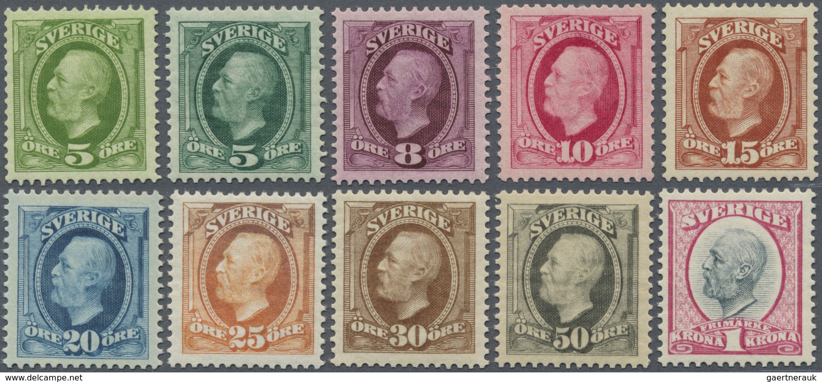 ** Schweden: 1891 - 1904, King Oscar II, Complete Series, As Well 5 Ö In Both Colors, (Mi € 340, - For - Ongebruikt