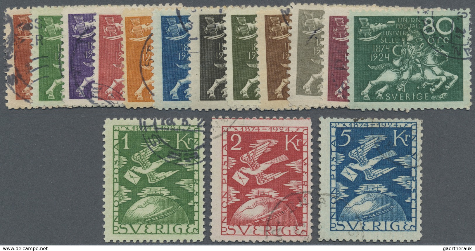 O Schweden: 1924, 50 Jahre Weltpostverein UPU Kompletter Satz Gestempelt, Mi. € 700,-- (Facit Sek. 6.0 - Neufs