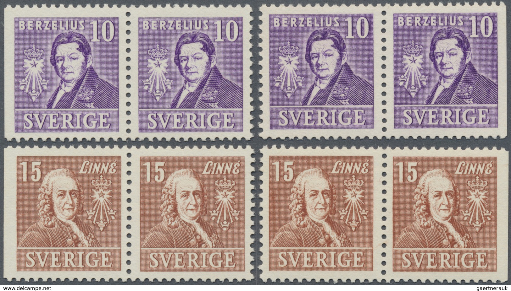 ** Schweden: 1939, Academy In Horizontal Pairs, One Stamp Each Vertically Cut, (Mi € 1.060, -). - Neufs