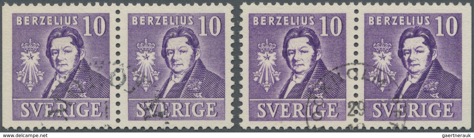 O Schweden: 1939, 10 Ö Violet In Two Pairs Used, Four-sided Perf/right Imperf And Left Imperf/right Fo - Neufs