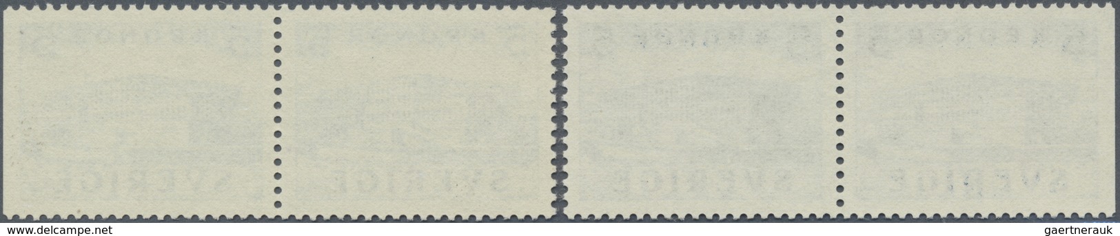 ** Schweden: 1941, Royal Castle 5 Kr In Horizontal Pairs, One Stamp Each Vertical Cut, (Mi € 800, -). - Ongebruikt