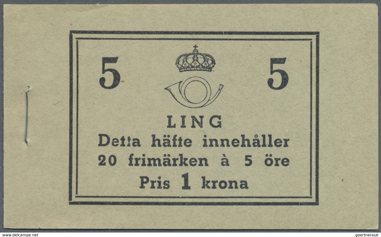 ** Schweden - Markenheftchen: 1939, Per Henrik Ling, Complete Stamp Booklet ‚Pris 1 Krona‘ Bearing 20 S - 1951-80