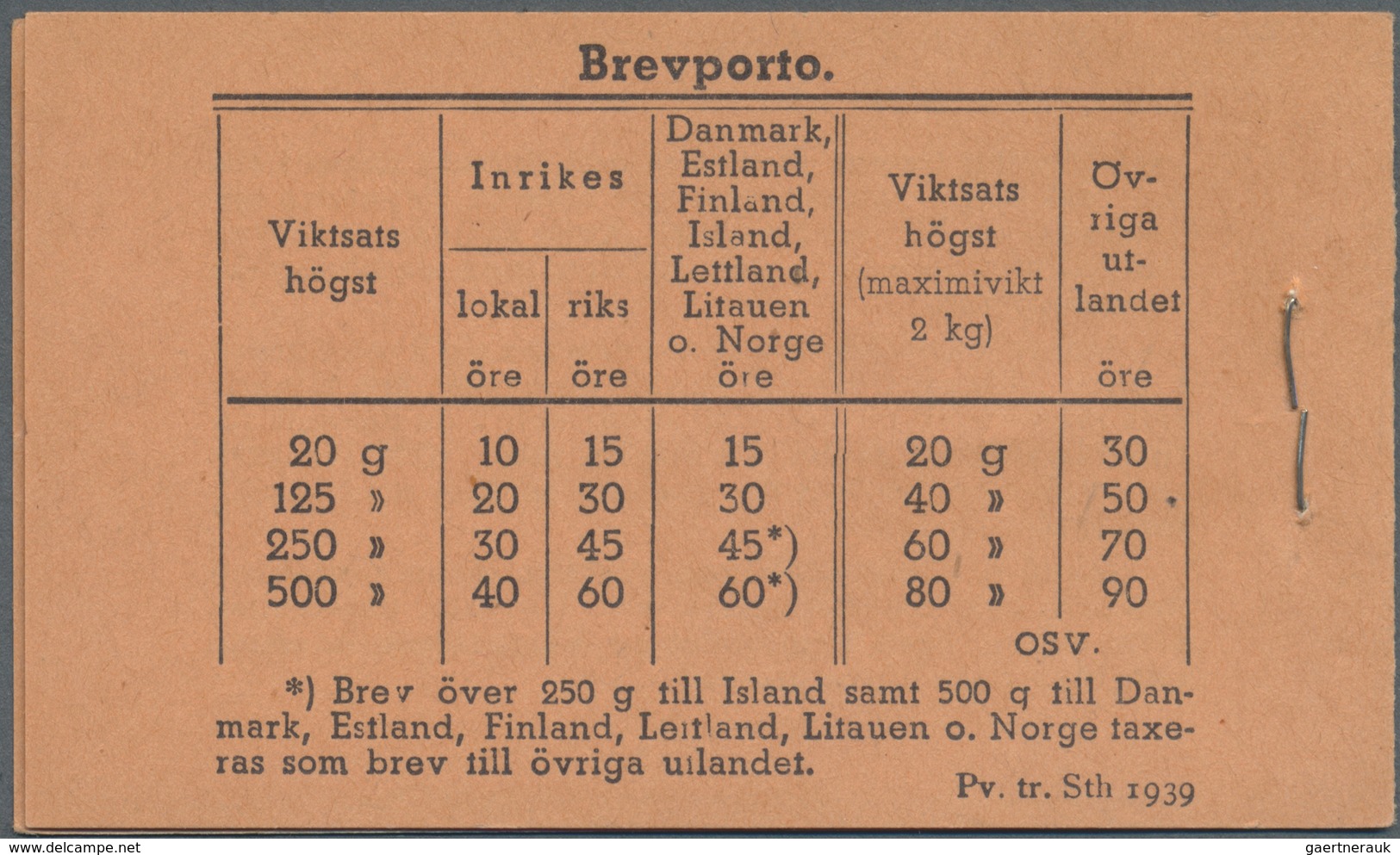 ** Schweden - Markenheftchen: 1939, Bicentenary Of The Royal Academy Of Sciences (Linne), Complete Stam - 1951-80