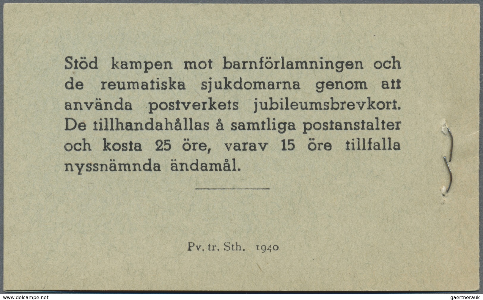 ** Schweden - Markenheftchen: 1940, Carl Michael Bellman, Complete Stamp Booklet ‚Pris 1 Krona‘ (with P - 1951-80