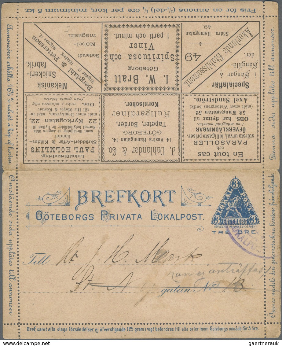 GA Schweden - Privatpostmarken: 1900(ca.), Göteborg Privata Lokalpost 3 Ö Letter-card With Advertising- - Autres & Non Classés
