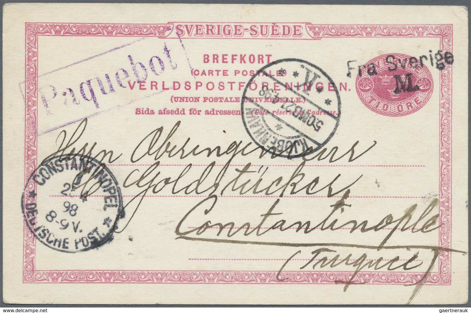GA Schweden - Ganzsachen: 1889, GA-Karte 10 Ö Dunkelrosa Bedarfsverwendet Von Malmö (datiert 21.4.98) M - Entiers Postaux