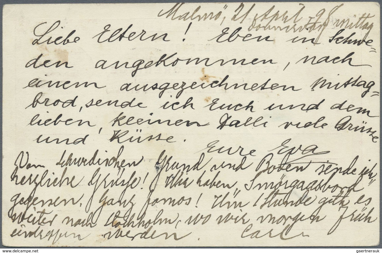 GA Schweden - Ganzsachen: 1889, GA-Karte 10 Ö Dunkelrosa Bedarfsverwendet Von Malmö (datiert 21.4.98) M - Ganzsachen