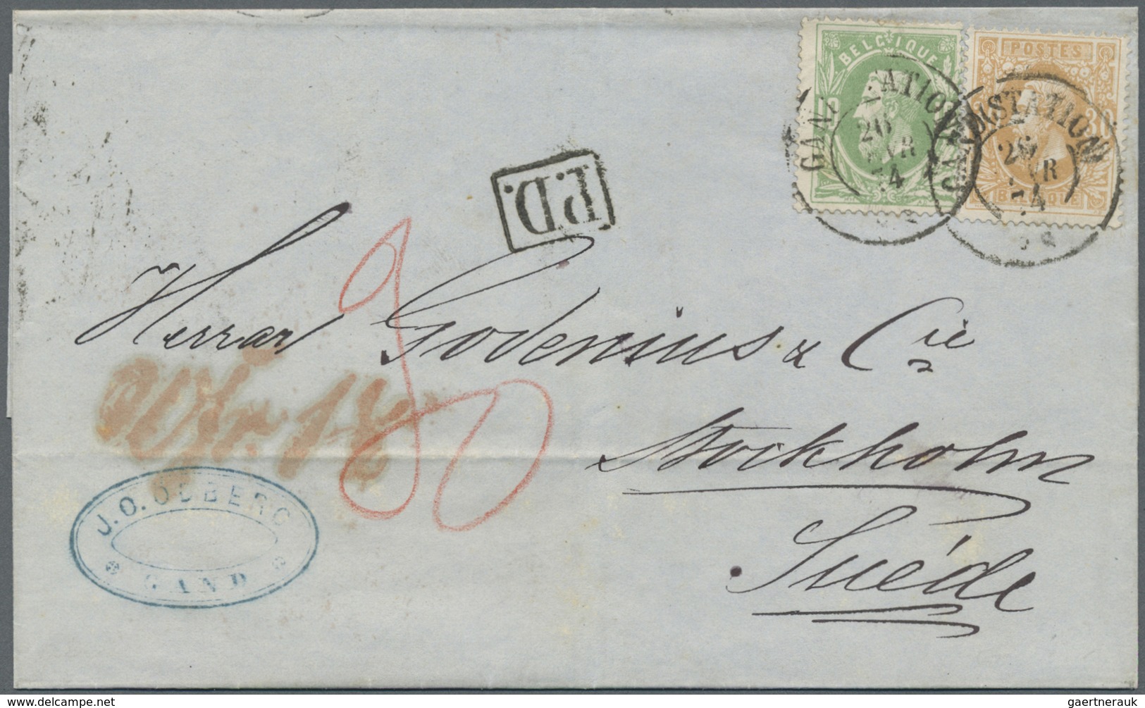 Br Schweden - Besonderheiten: 1872. Envelope Addressed To Sweden Bearing Yvert 30, 10c Green And Yvert - Autres & Non Classés