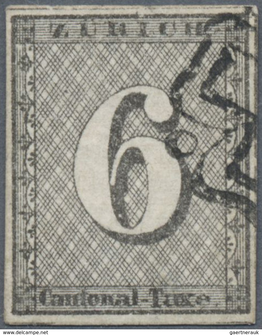 O Schweiz - Zürich: 1846 Zürich 6 Rp. Schwarz Mit Waag. Unterdrucklinien, Type IV, Gebraucht Und Entwe - 1843-1852 Federale & Kantonnale Postzegels