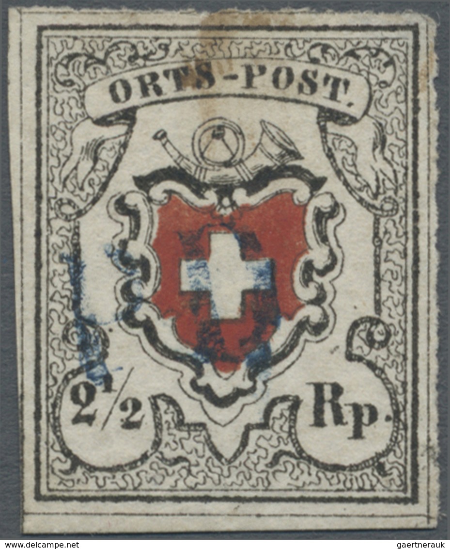 Schweiz: 1850, 2 1/2 Rp. Orts-Post Mit Kreuzeinfassung (ZNr. 13I Type 37), Attest Herrmann: "allseit - Ongebruikt