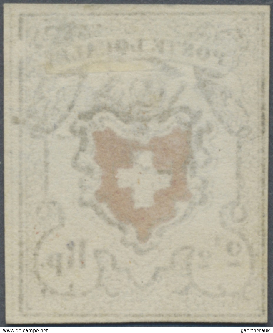 O Schweiz: 1850, 2 1/2 Rp. "Poste Locale" Mit Kreuzeinfassung, Grauschwarz/dunkelorangerot, Allseits V - Neufs