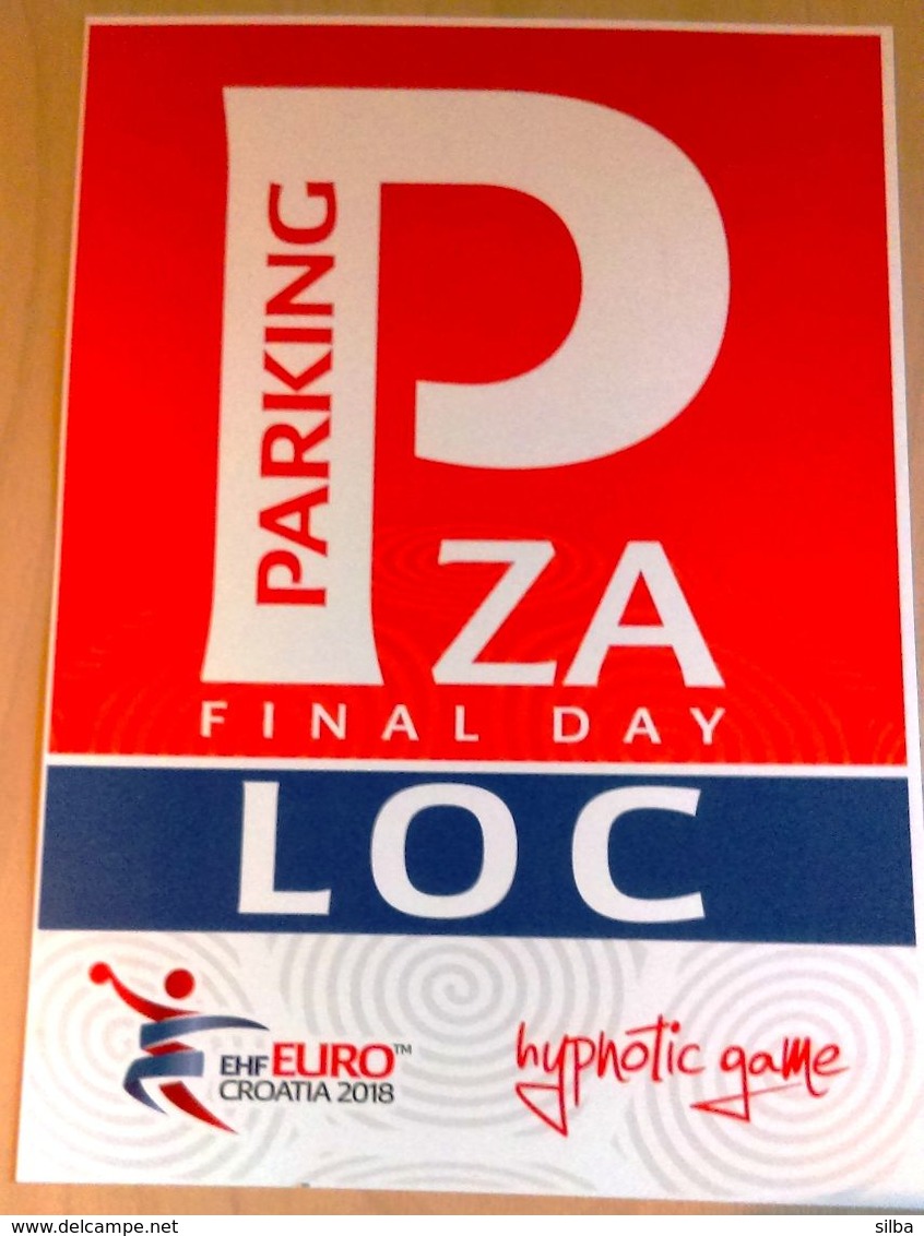 HANDBALL / MEN'S EHF EURO CROATIA 2018 / Parking Sign, Carton Poster - Handbal