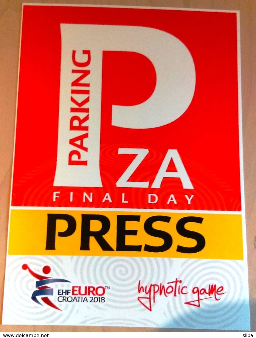 HANDBALL / MEN'S EHF EURO CROATIA 2018 / Parking Sign, Carton Poster - Handball