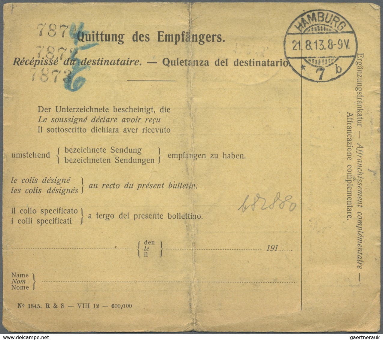 Br Schweiz:  1913: Postpaketadresse über 3 Pakete Von Mannedorf (Schweiz) An Die Basler Missionshandlun - Neufs