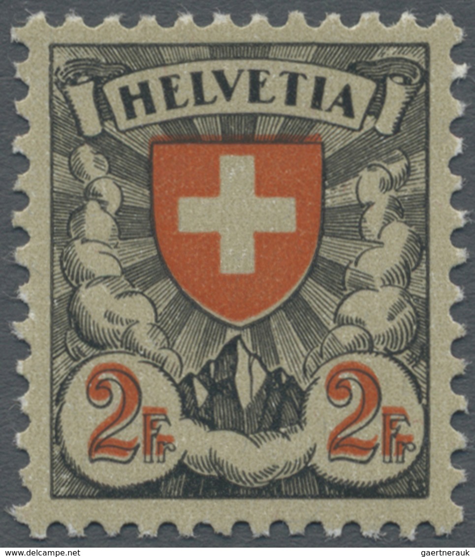 ** Schweiz: 1924, 2 Fr. Wappenschild Mit Abart Verschobener Rotaufdruck, Tadellos Postfrisch. - Neufs