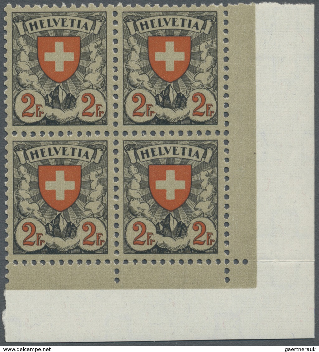 ** Schweiz: 1933, Freimarke Wappenschild 2 Fr. Auf Gestrichenem Faserpapier Mit Geriffelter Gummierung - Neufs