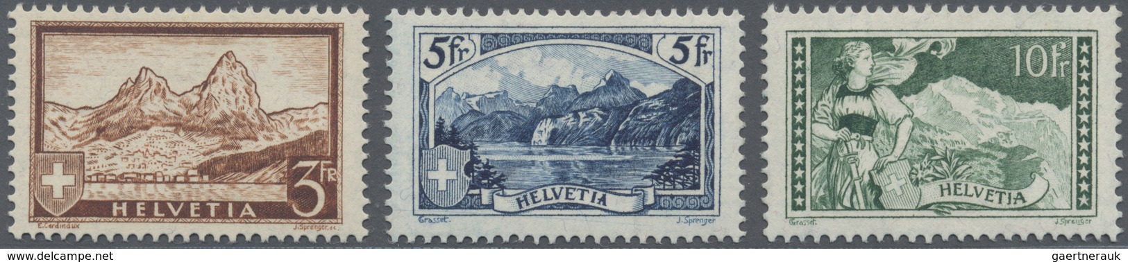 ** Schweiz: 1928, Freimarken: Gebirgslandschaften, 3 Werte Komplett, Taufrischer, Postfrischer Luxussat - Neufs