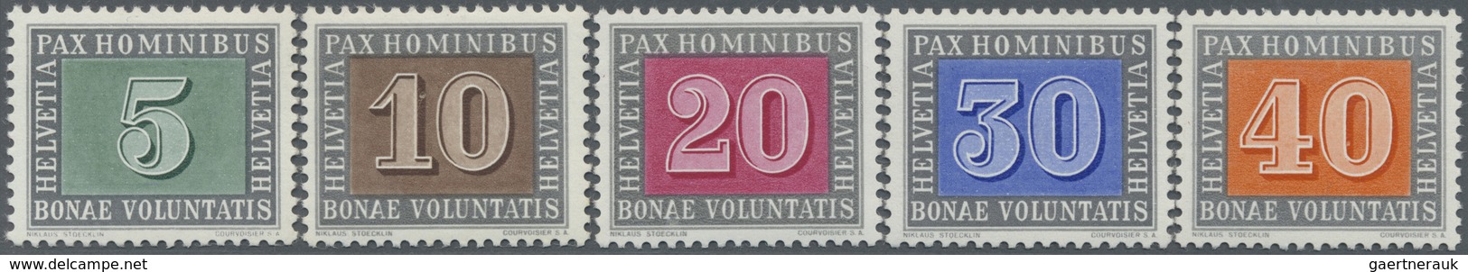 ** Schweiz: 1945, 5 C Bis 5 Fr. Kompletter PAX-Satz Einwandfrei Gezähnt Und Postfrisch, Mi. 450,- - Neufs