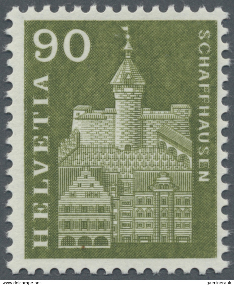 ** Schweiz: 1960, 90 Rp. Munot Zu Schaffhausen Mit Doppelprägung, Postfrisch, Gepr. Abt BPP. Mi. 1.100, - Neufs