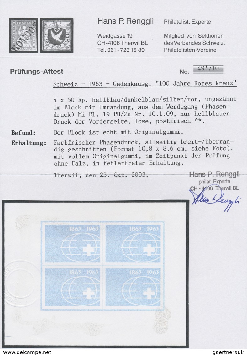 ** Schweiz: 1963, Rot Kreuz-Block, Im Überformat (10,8:8,6 Cm), Nur Hellblauer Druck Der Vorderseite, A - Neufs