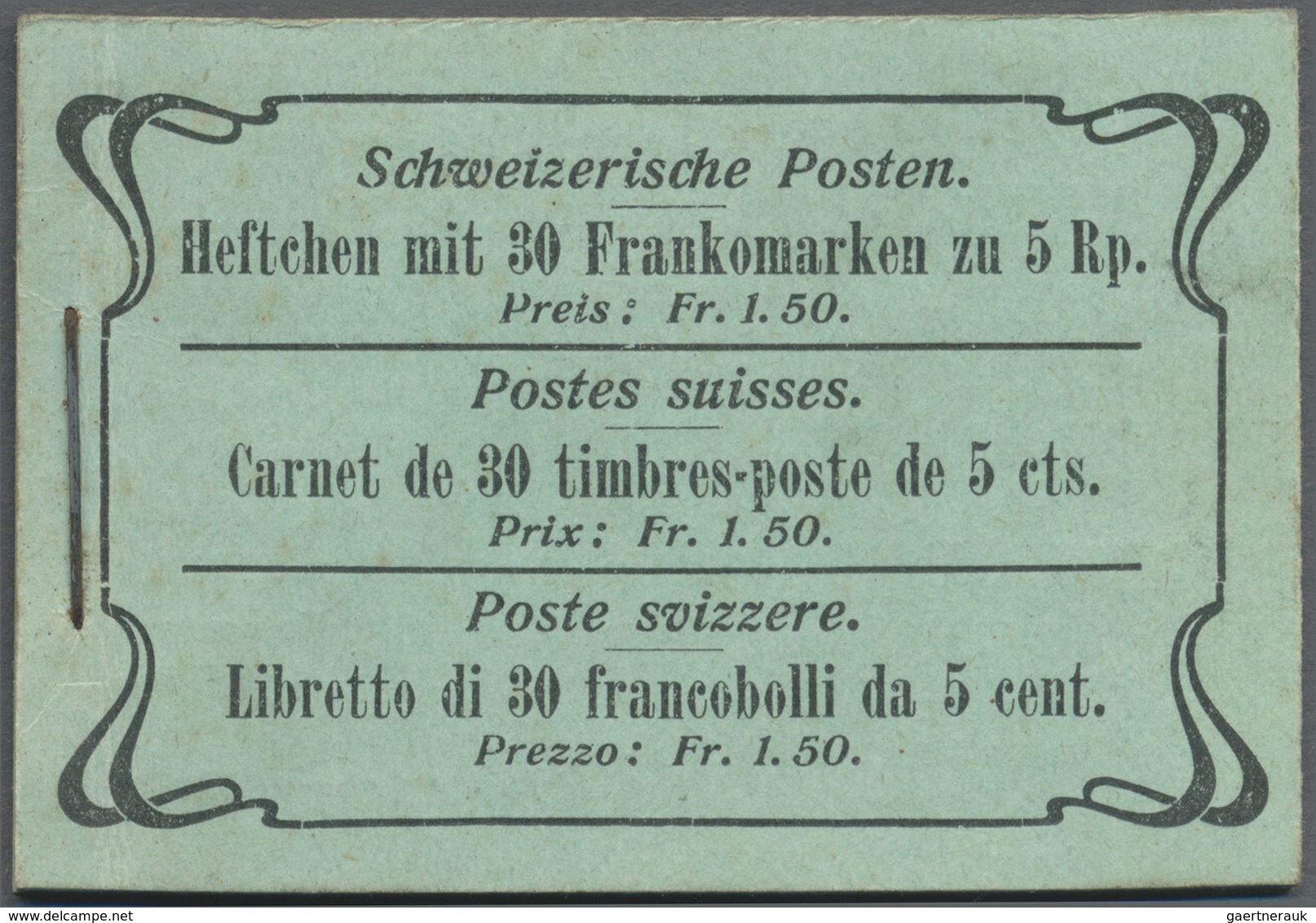 ** Schweiz - Markenheftchen: 1910: Markenheftchen Mit 30 Marken Zu 5 Rp. Tell In Type II, Komplett Mit - Carnets