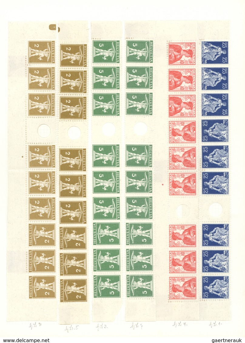 ** Schweiz - Zusammendrucke: 1909-11: Sechs Komplette Reihen Aus Verschiedenen Markenheftchenbogen, Dab - Se-Tenant
