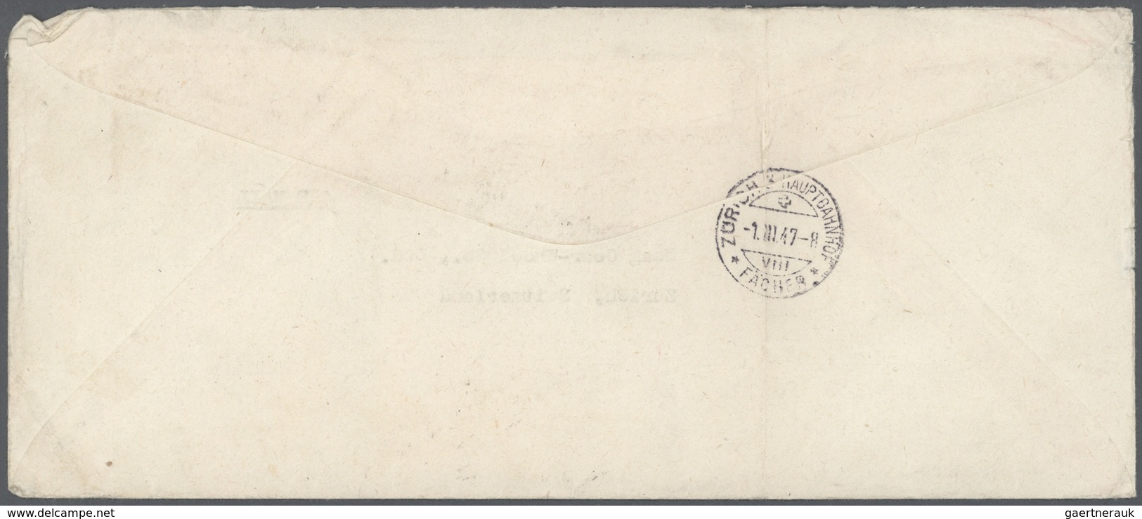 GA Schweiz - Portomarken: 1947 Insuffiently Franked US Postal Stationery Envelope 3c. Uprated 10c And 3 - Strafportzegels