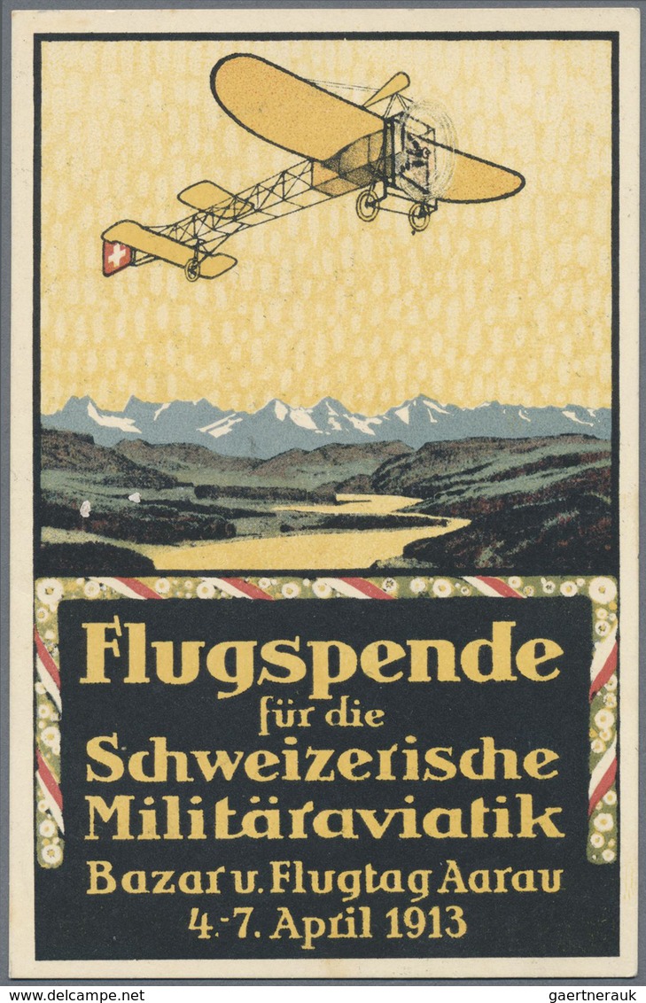 Br Schweiz - Halbamtliche Flugmarken: 1913: 50 C Aarau-Olten, Tadellos Auf Flugpostkarte. Luxusbeleg. A - Oblitérés