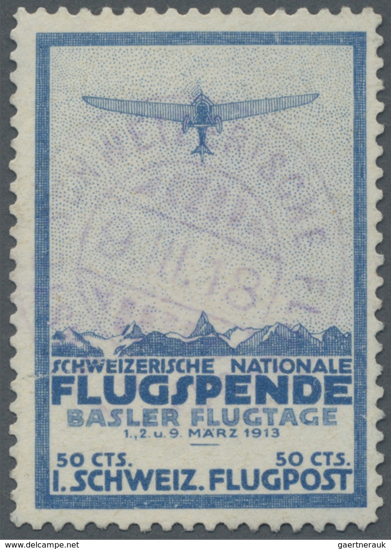 O Schweiz - Halbamtliche Flugmarken: 1913, 50 C. Flugpost Basel-Liestal Sauber Gestempelt. - Oblitérés