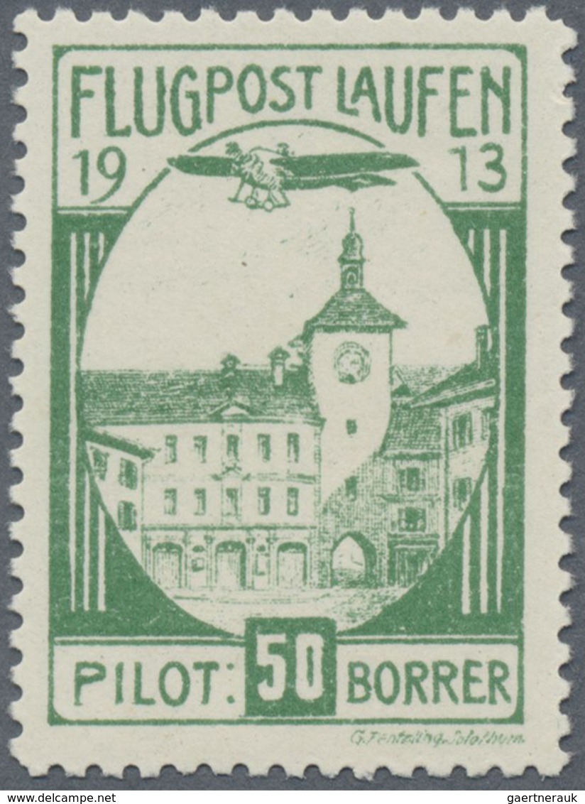 ** Schweiz - Halbamtliche Flugmarken: 1913: 50 C Laufen-Solothurn, Tadellos Postfrisch. Attest Marchand - Gebraucht