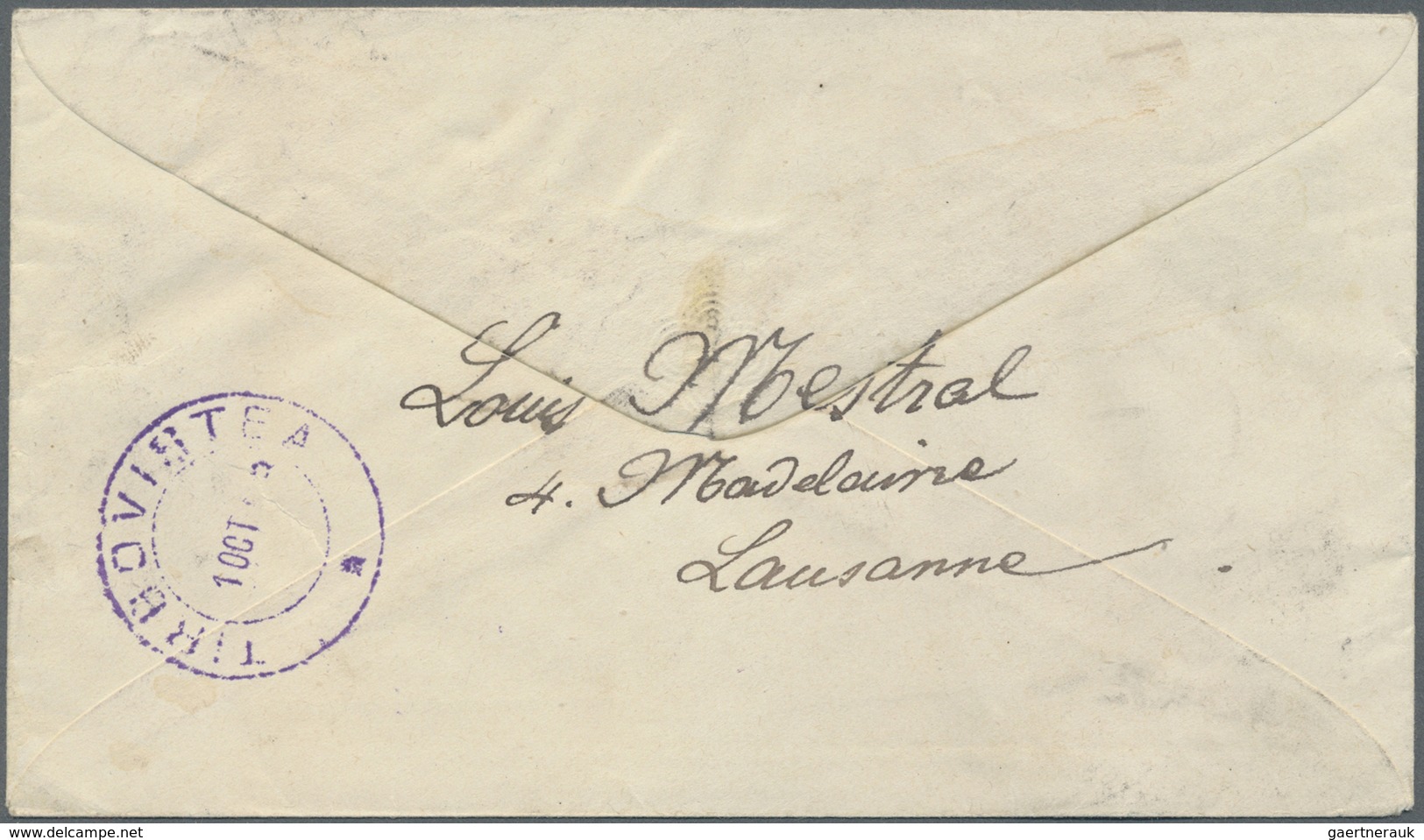 GA Schweiz - Ganzsachen: 1877, GA-Umschlag 25 Rp. Grün Mit WZ 3 Und Zusatzfrankatur 1882 Ziffern 2x 5 R - Entiers Postaux