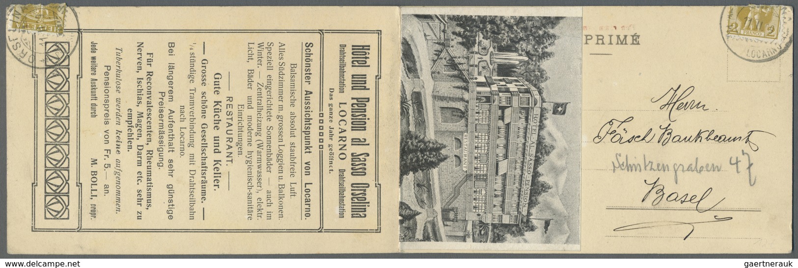 Schweiz - Hotelpost: 1909 Doppelkarte "Hôtel Und Pension Al Sasso Orselina" In Locarno Mit Doppelsei - Autres & Non Classés