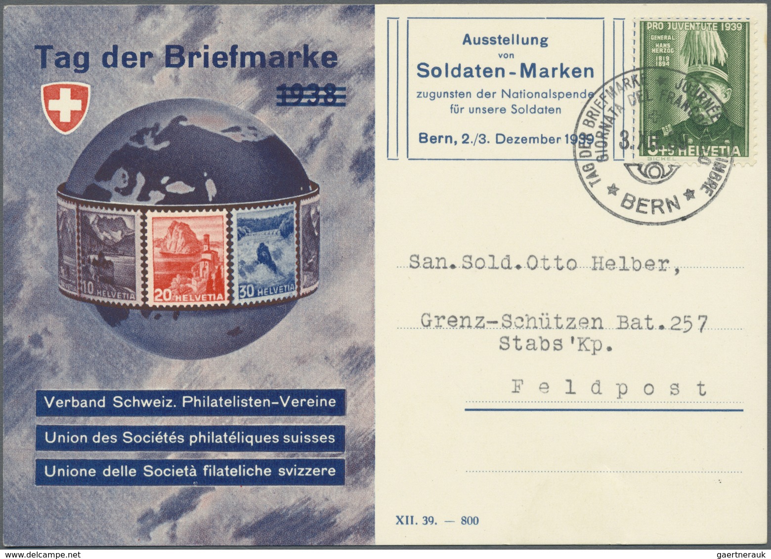 Br Schweiz - Besonderheiten: 1939, Sonderpostkarte Zum Tag Der Briefmarke 1938 Mit EF 5 + 5 Rp. Pro Juv - Altri & Non Classificati