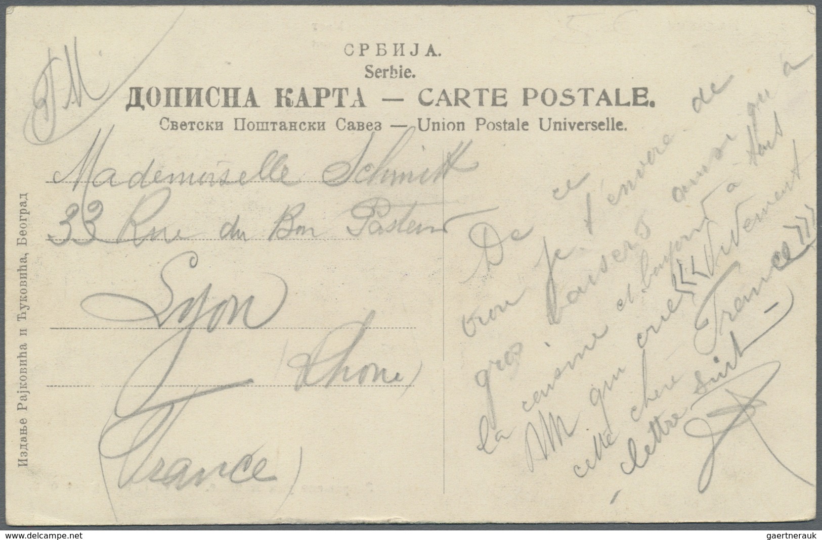 Br Serbien: 1915. Picture Post Card From ‘Palanka Of The Bridge’ Addressed To France Cancelled By Milit - Serbie