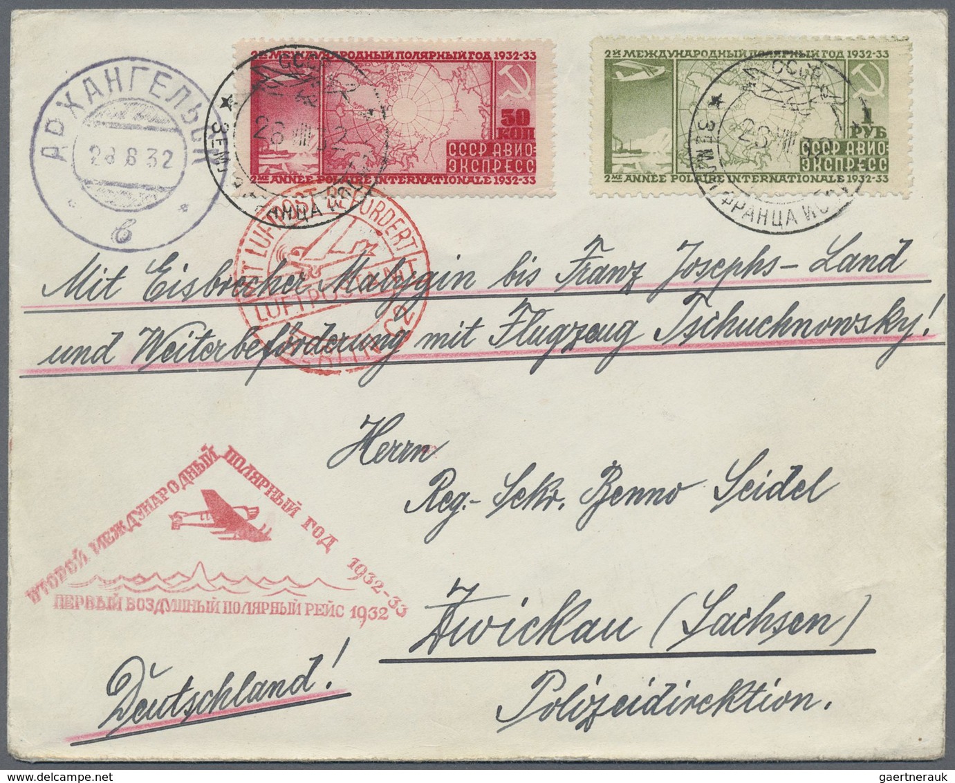 Br Sowjetunion: 1932 (26.8.), 2nd International Polar Year Both Values Used On Special Airmail Cover En - Brieven En Documenten