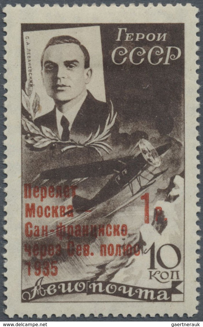 * Sowjetunion: 1935, Transpolar Flight Moscow To San Fransico 1p. On 10kop. With Red Opt. Mint Hinged - Lettres & Documents