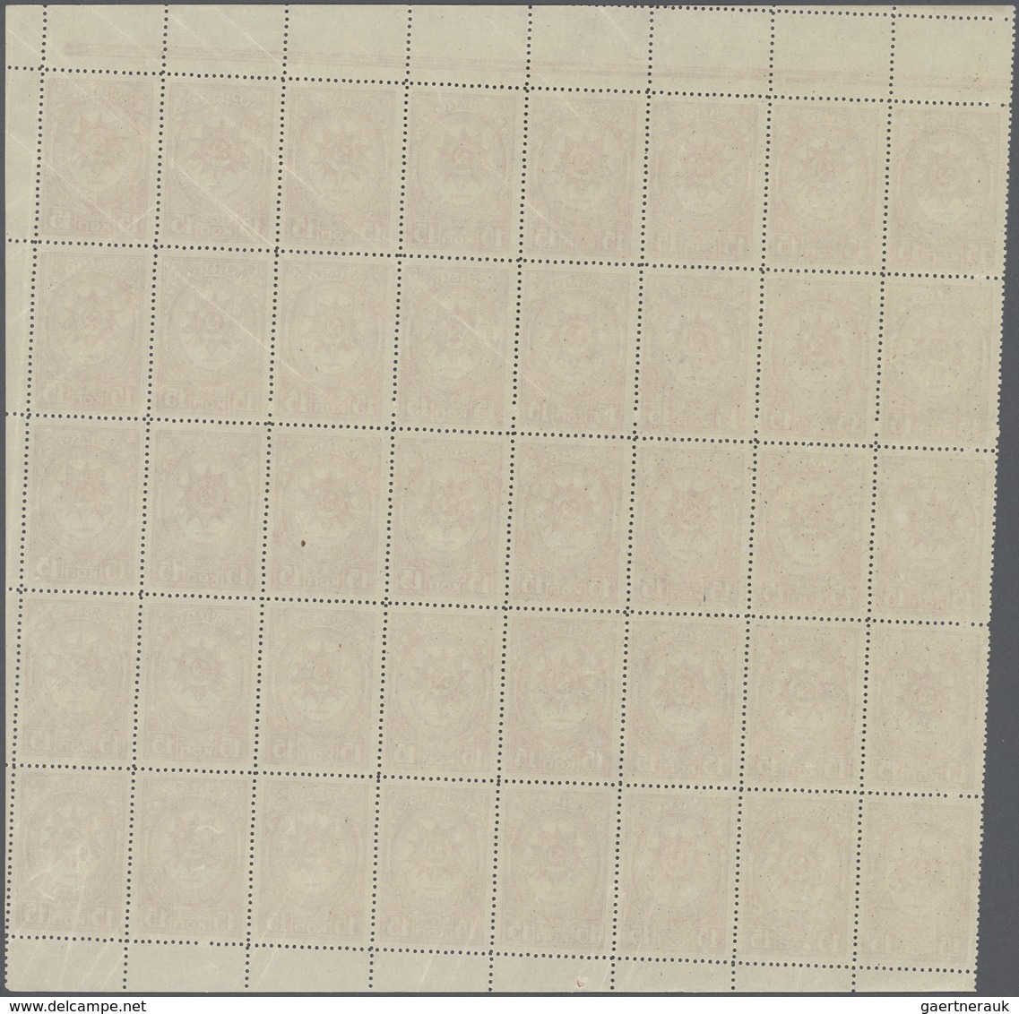 ** Sowjetunion: 1944, 15 K Red-rose Block Of 40 Items With Seperating Gutter Of Printing Sheet At Top - Brieven En Documenten