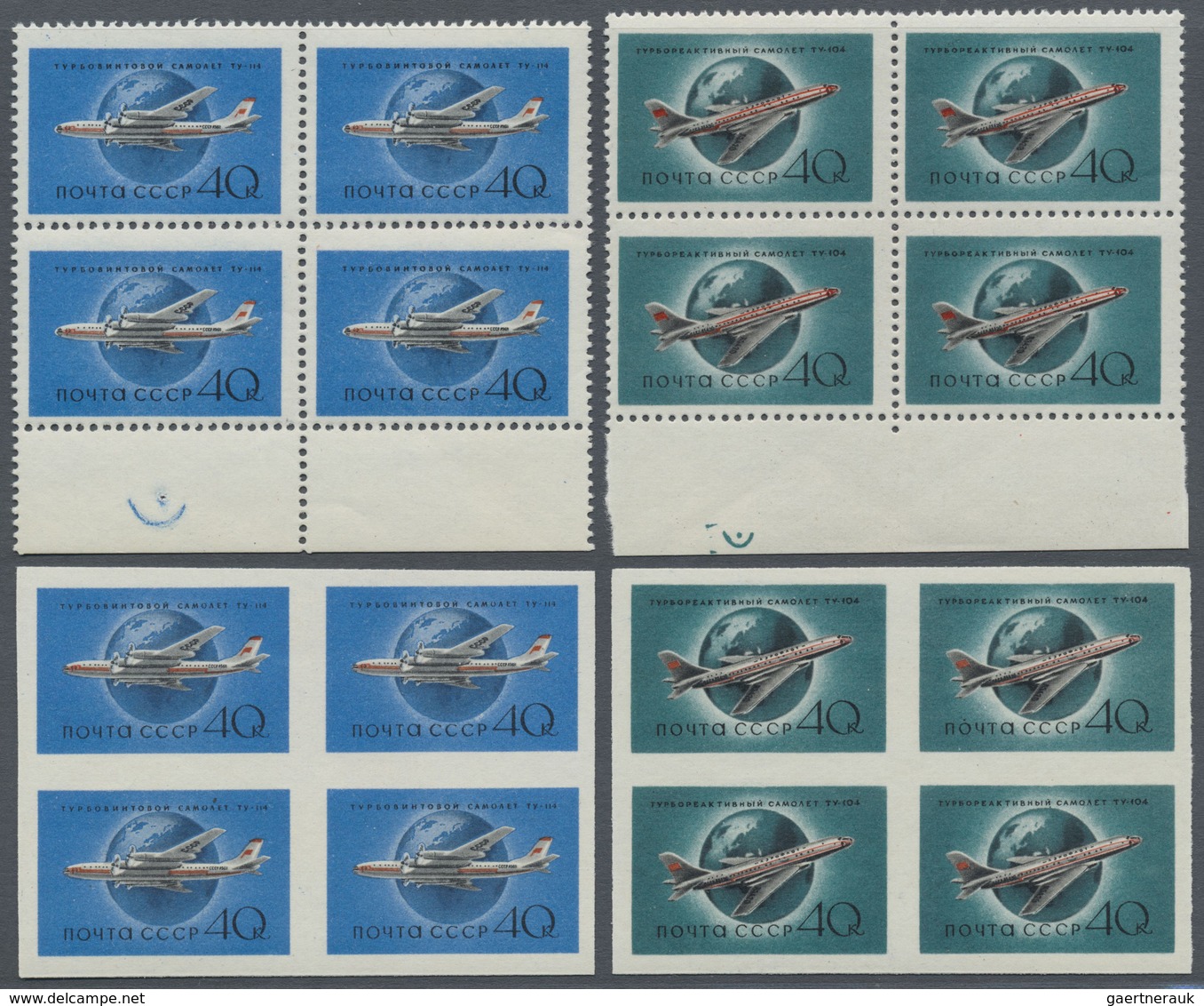 ** Sowjetunion: 1958/1959, "airplanes" Three Issues With 7 Stamps Perforated And Imperforated Each In B - Lettres & Documents