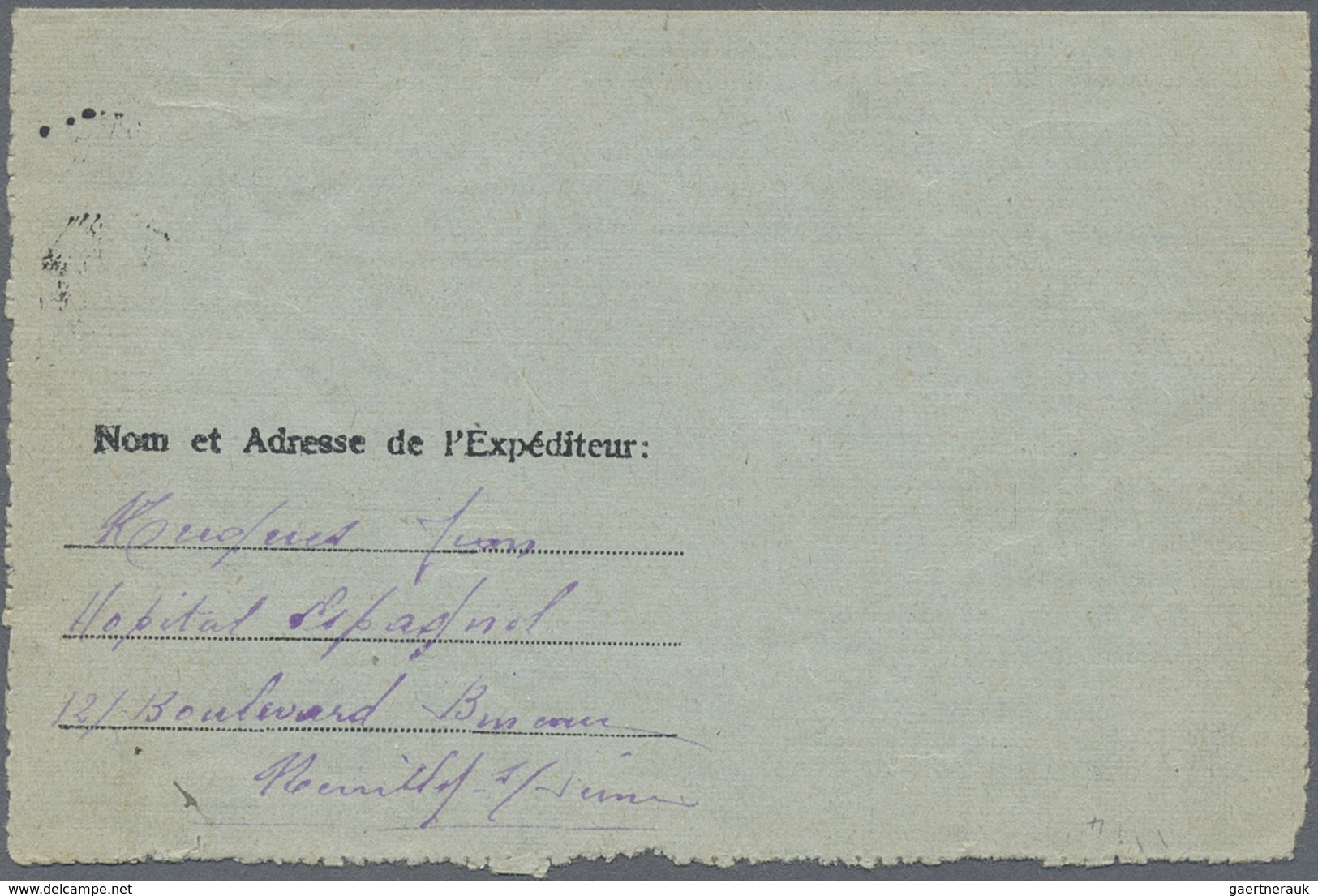 Br Spanien: 1918. Stampless Military Mail Letter-card Written From The Spanish Hospital At Neuilly Addr - Gebruikt