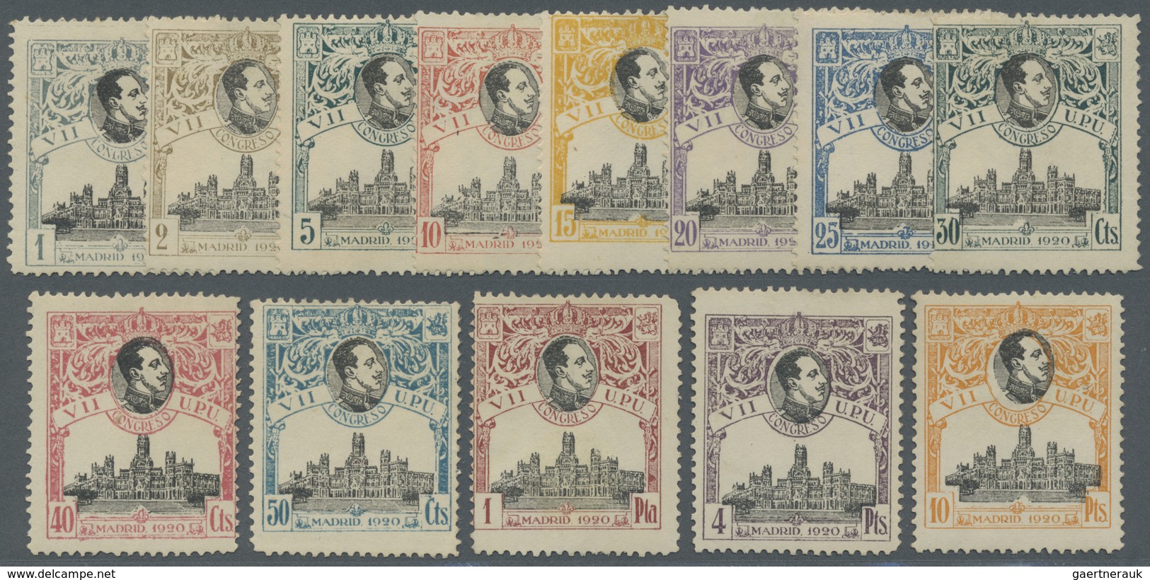 * Spanien: 1920, 7th UPU Congress In Madrid Complete Set With Blue Control Numbers 'A 000,000' (except - Gebruikt