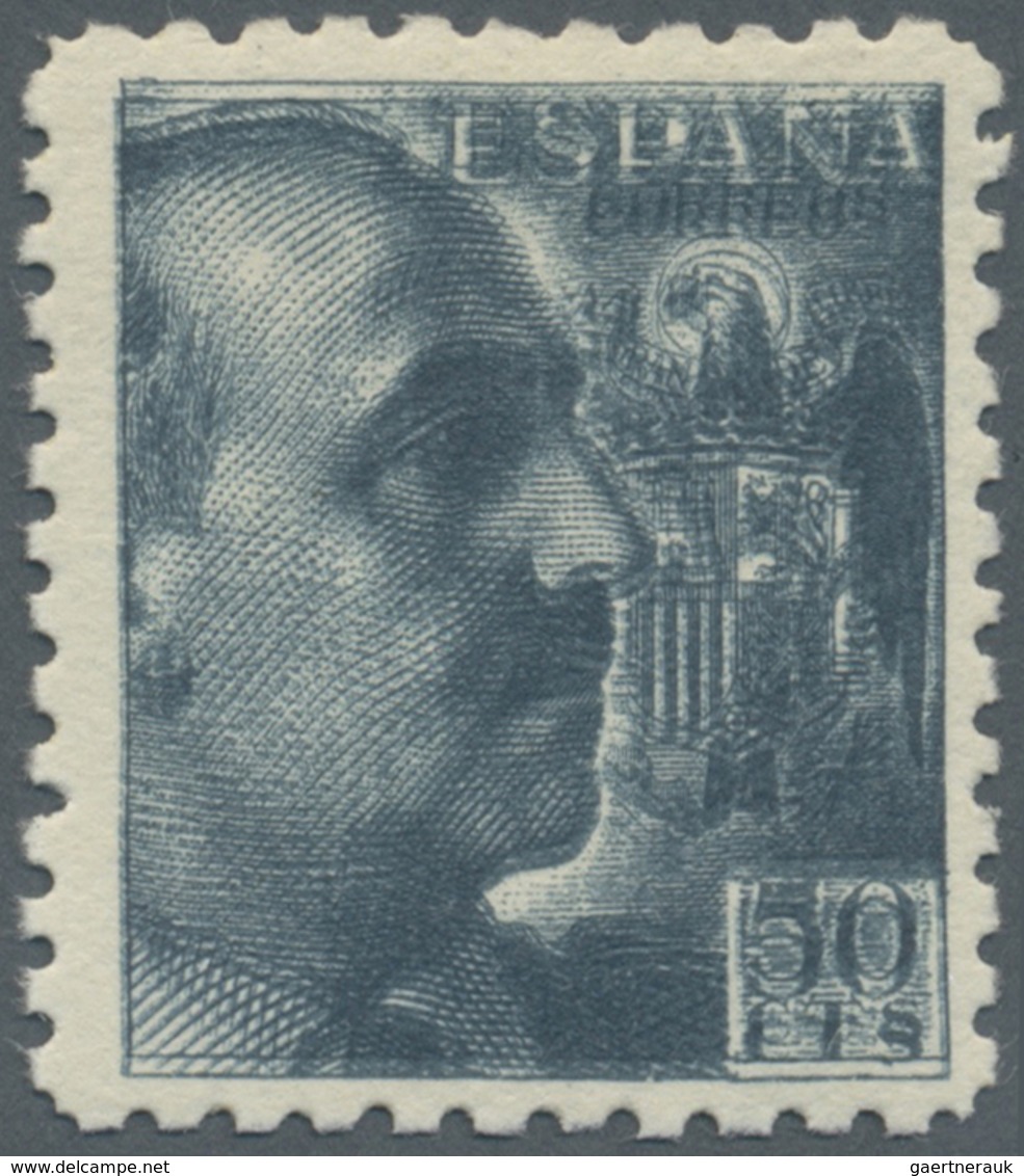 * Spanien: 1939, 50 C. Deep Grey With Double Printing, Unused, Fine - Oblitérés