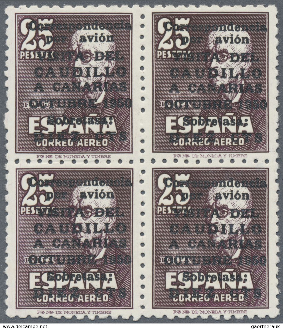 ** Spanien: 1950, Canary Island Visit, 25pts. With Control Number "A001.595", Block Of Four, Unmounted - Oblitérés