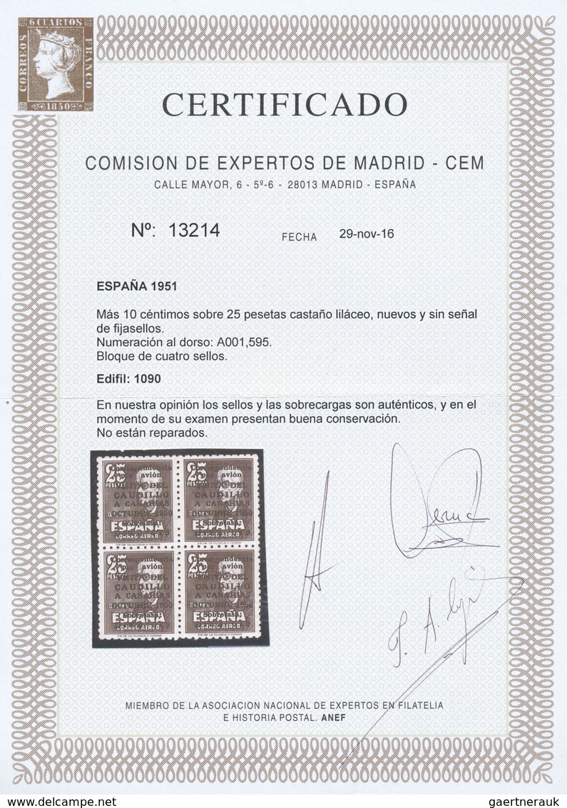 ** Spanien: 1950, Canary Island Visit, 25pts. With Control Number "A001.595", Block Of Four, Unmounted - Gebruikt