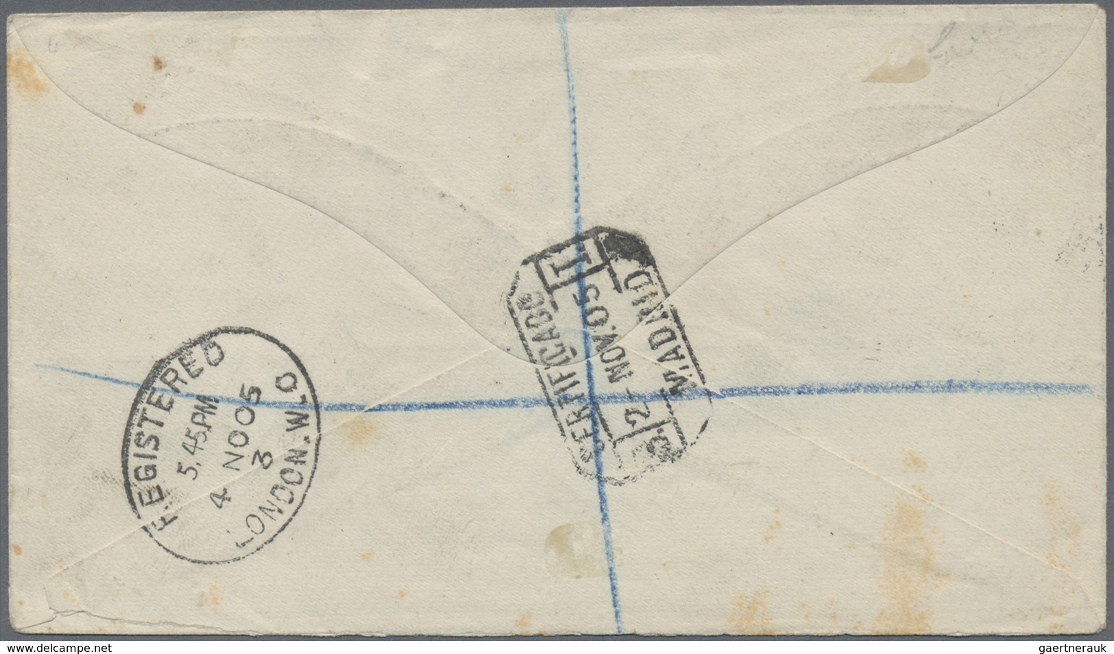 Br/ Spanische Post In Marokko: 1905, Small Entire Sent Registered From TANGER Via Madrid To London. Inte - Maroc Espagnol