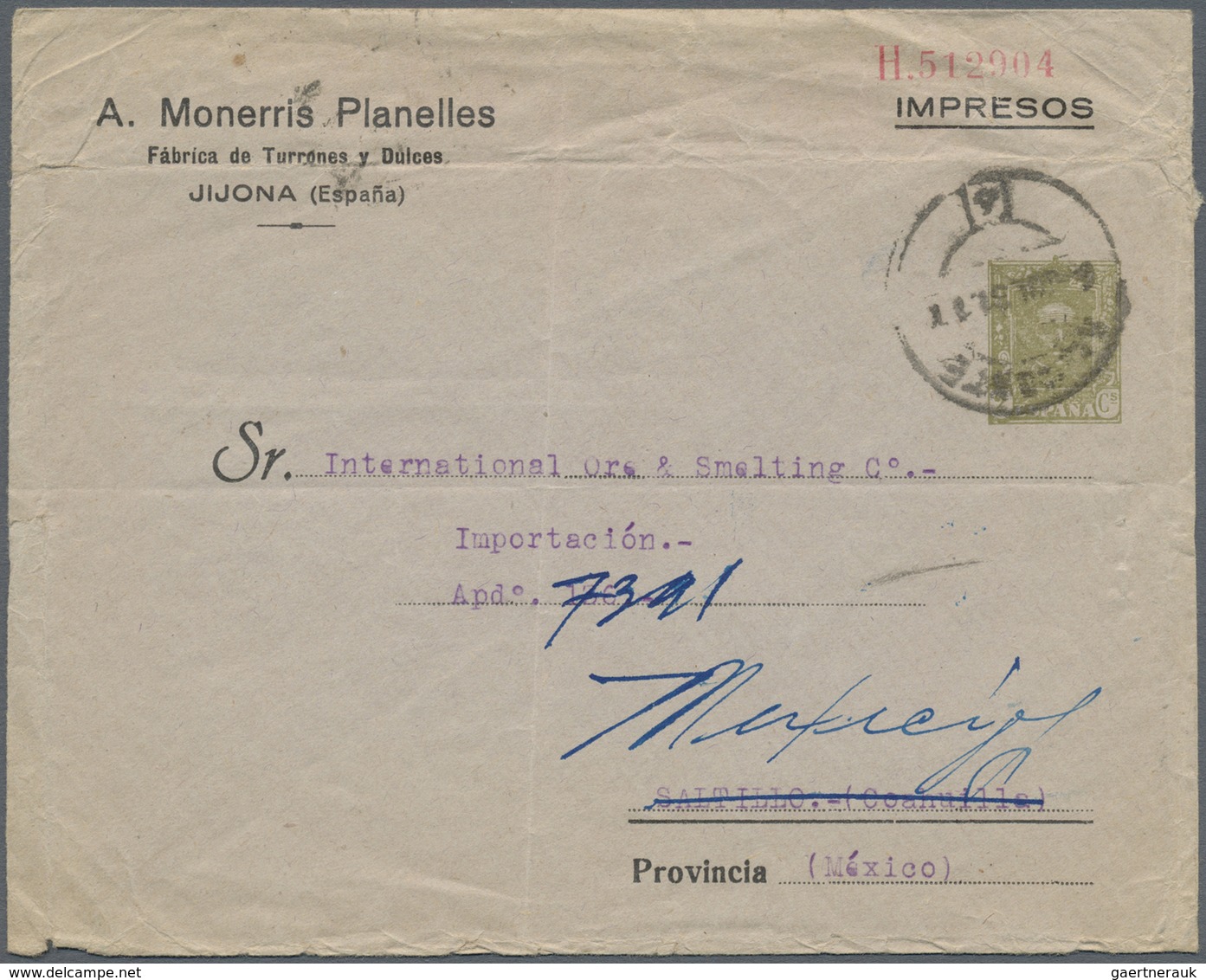 GA Spanien - Ganzsachen: 1931, 2 C. Private Stationery Envelope With Imprint "A. Monerris Pianelles" Se - 1850-1931