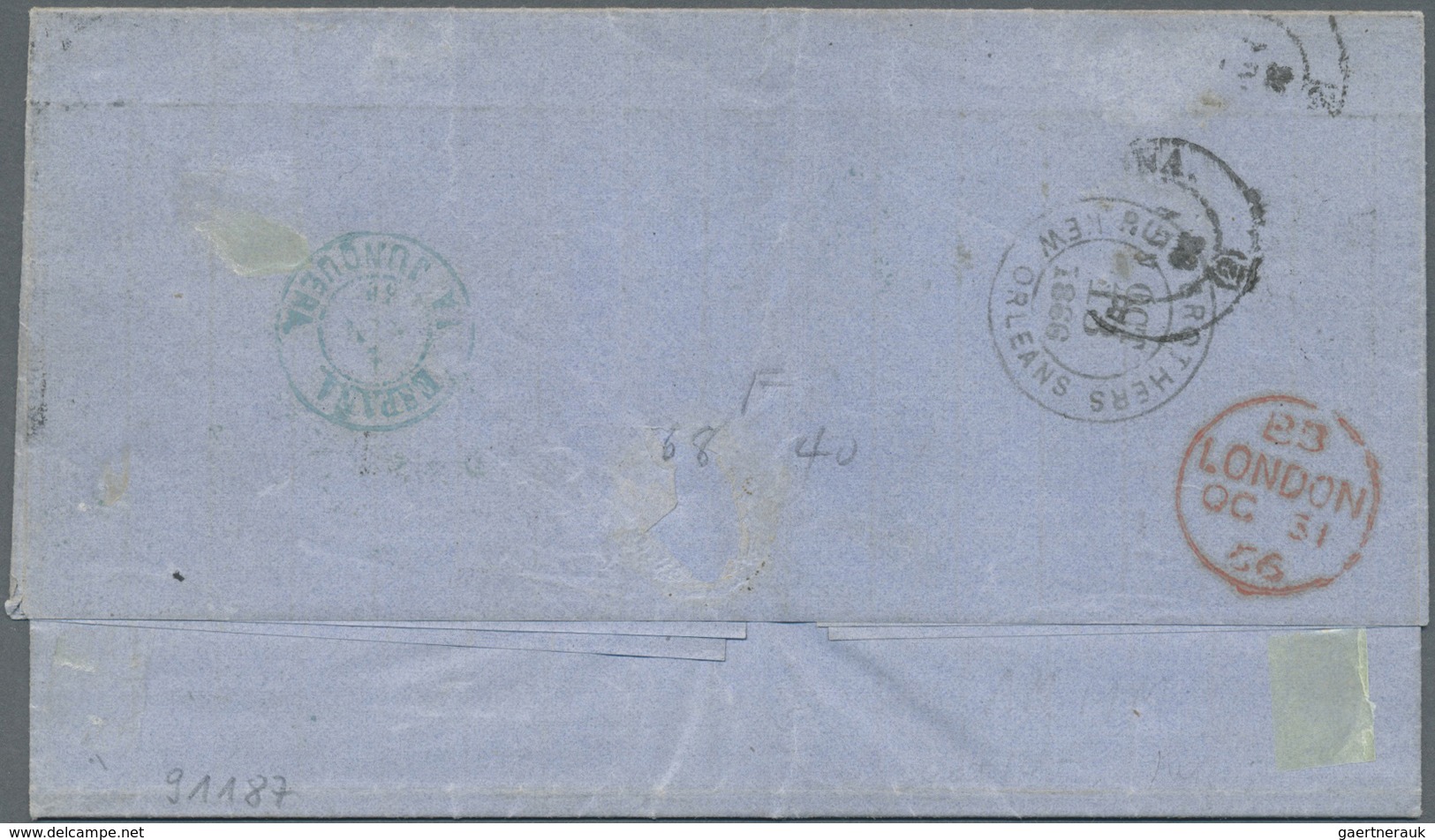 Br Spanien - Besonderheiten: 1866 Brief Aus USA Mit 10 C. Grün Und 12 C. Schwarz (Scott 68,69) Von New - Andere & Zonder Classificatie