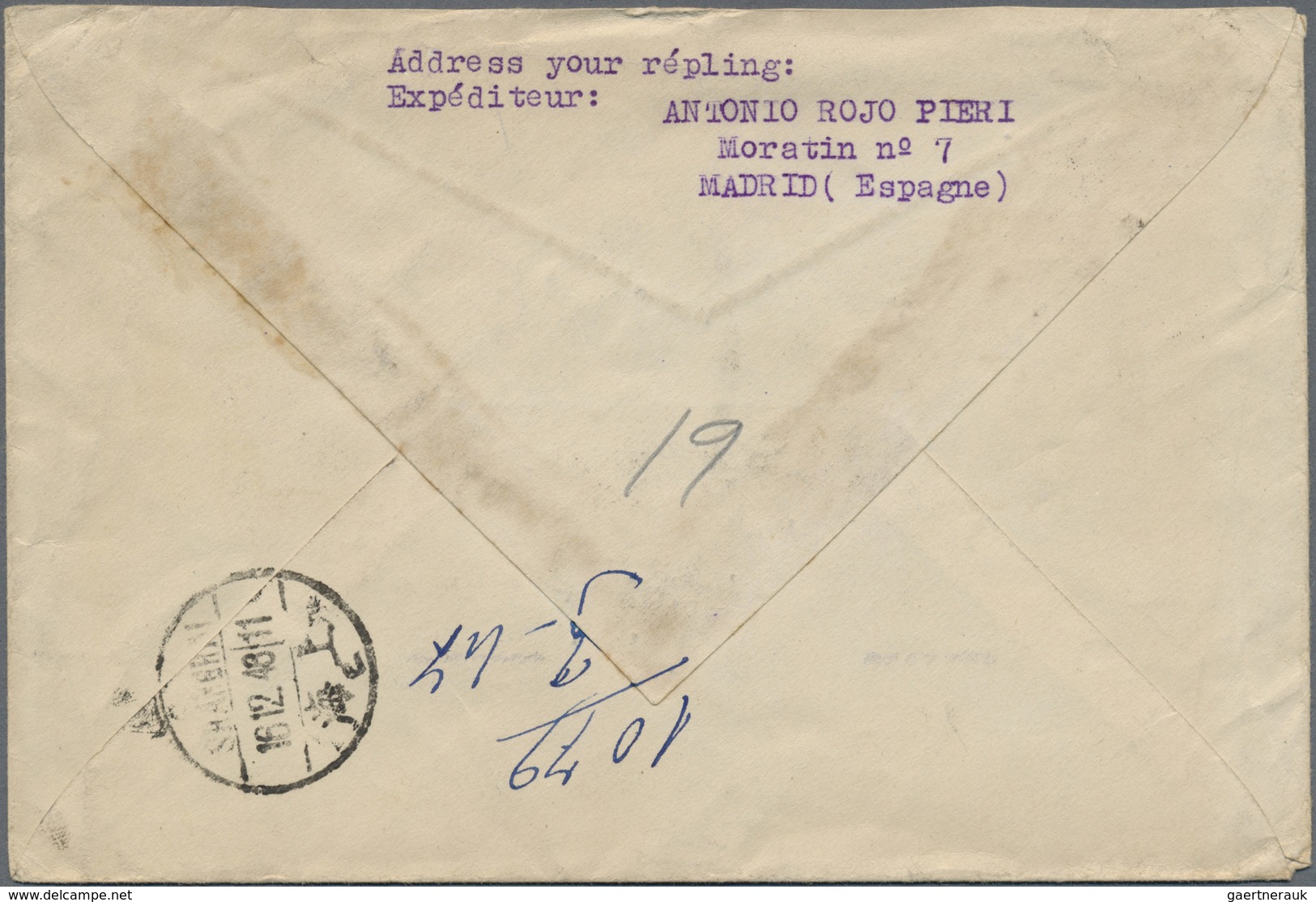 Br Spanien - Besonderheiten: 1946. Registered Envelope Written From Spain Addressed To Harbin, China Be - Autres & Non Classés