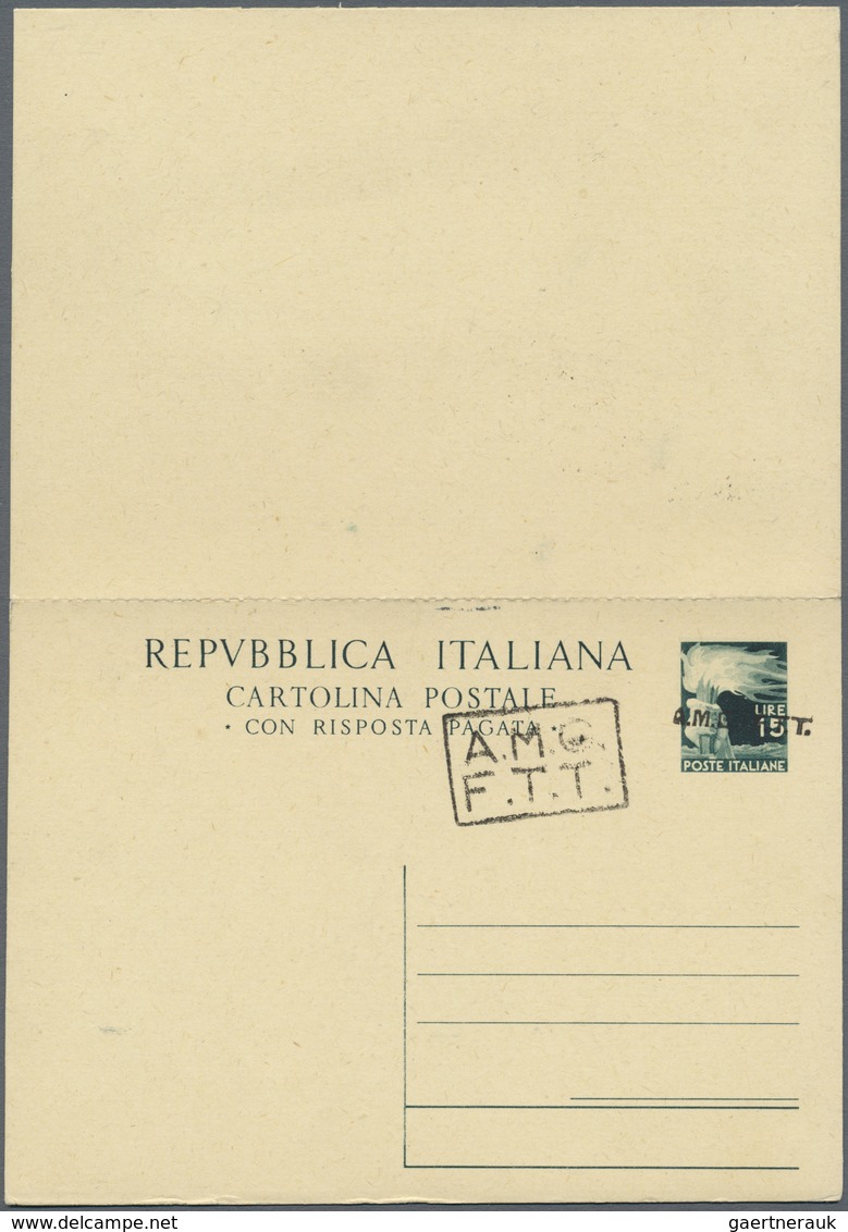 GA Triest - Zone A - Ganzsachen: 1950. Italian Paid Reply Postal Card 15/15 L Green With Type II Overpr - Marcofilie